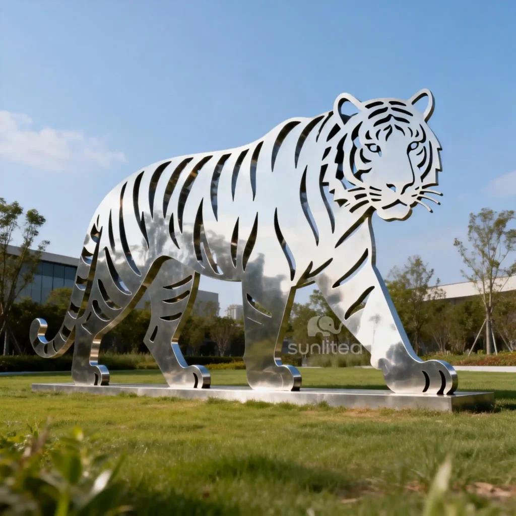 Garden Metal Tiger Silhouette Sculpture