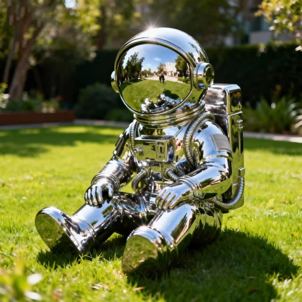 Garden Sitting Metal Astronaut Statue For Sale