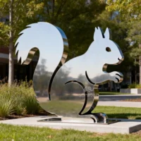 Garden Stainless Steel Silhouette Squirrel Sculpture
