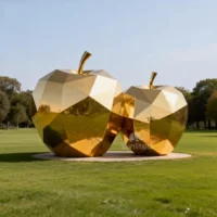 Geometric Large Golden The Apple Sculpture