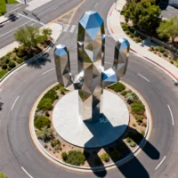 Geometric Large Metal Cactus Sculpture