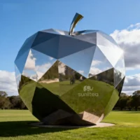 Geometric Metal Apple Sculpture For Garden