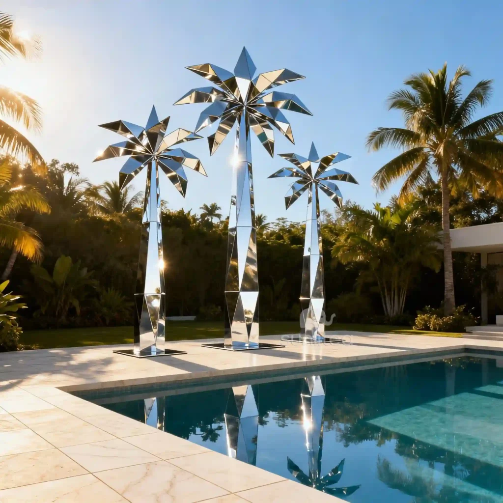 Geometric Metal Palm Trees For Outside