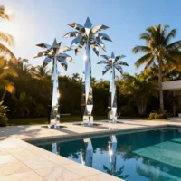 Geometric Metal Palm Trees For Outside