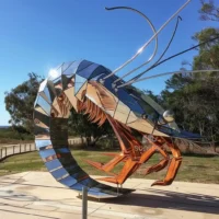 Geometric Metal Prawn Statue Decor Outdoor