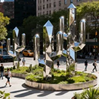 Geometric Outdoor Metal Cactus Sculptures
