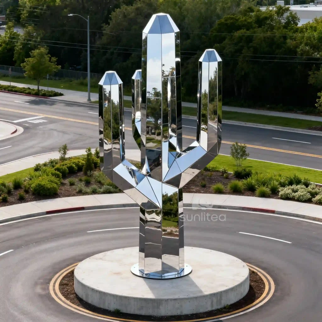 Geometric Shape Steel Cactus Sculpture