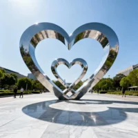 Geometric Shape Steel Heart Sculpture Decoration Outdoor