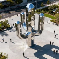 Giant Mirror Metal Saguaro Cactus Sculpture