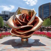 Golden Metal Rose Sculpture Project