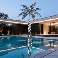 Handcrafted Exterior Large Metal Palm Tree