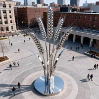 Handcrafted Metal Big Wheat Sheaf Sculpture