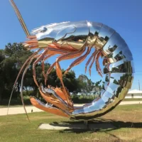 Handmade Big Metal Prawn Sculpture