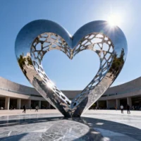 Hollow Metal Heart Shaped Sculpture
