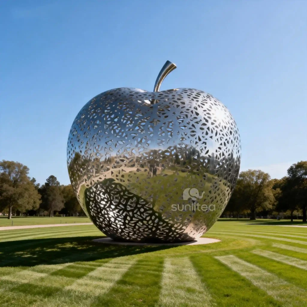 Hollow Metal Large Giant Apple Sculpture