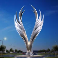 Large Abstract Metal Angel Wings Sculpture For Sale