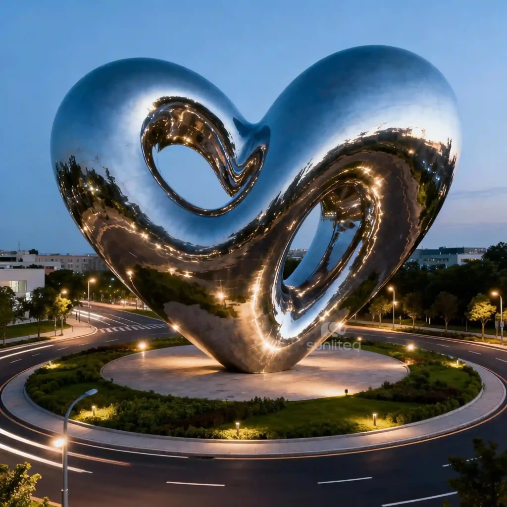 Large Abstract Metal Love Heart Sculpture