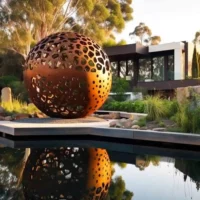 Large Corten Steel Garden Metal Ball