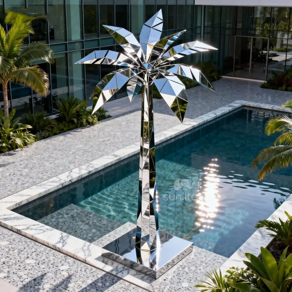 Large Geometric Steel Palm Trees Outdoor