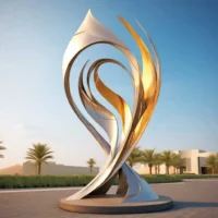 Large Metal Abstract Flame Sculpture Decor