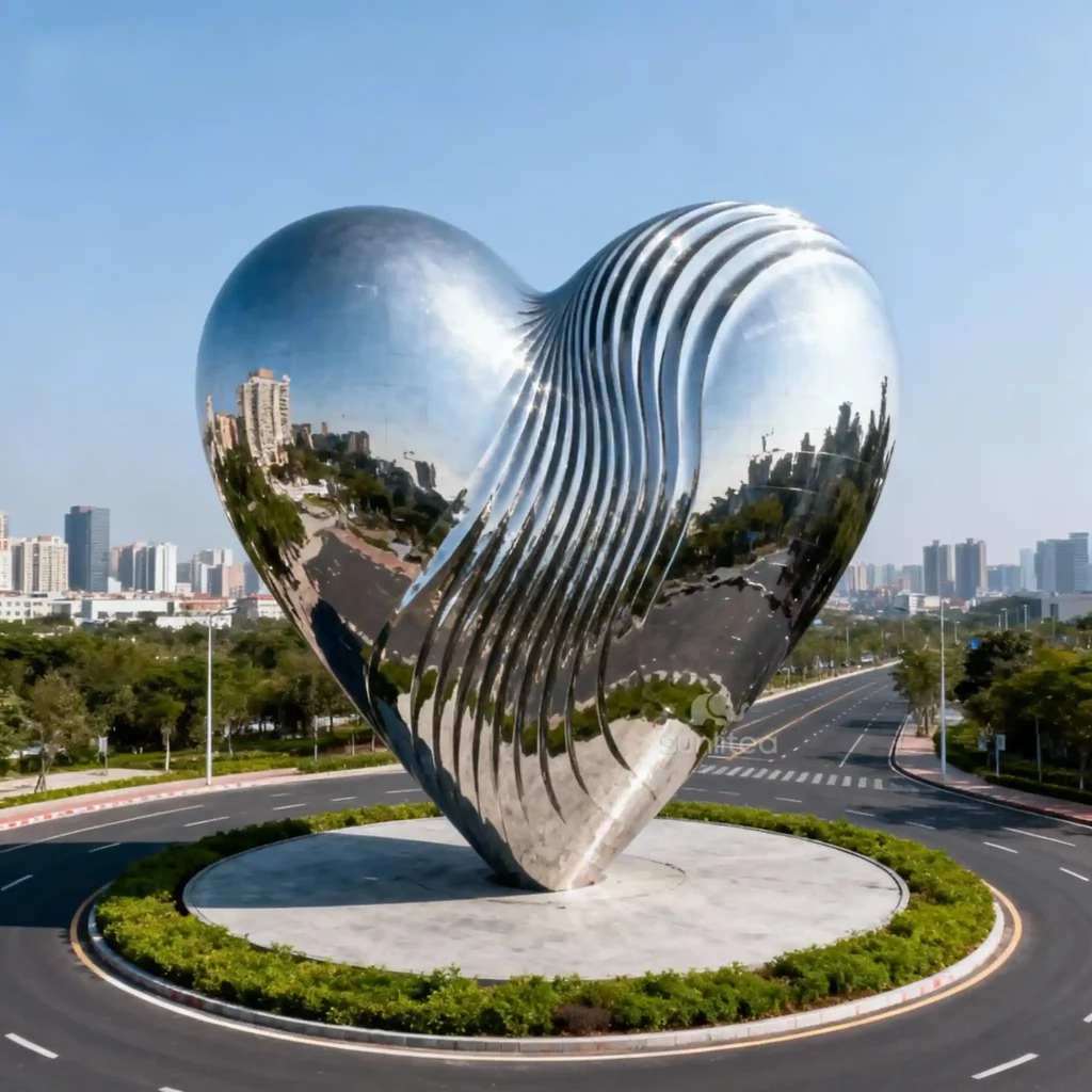 Large Metal Abstract Heart Sculpture