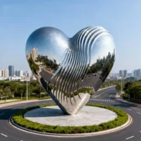 Large Metal Abstract Heart Sculpture