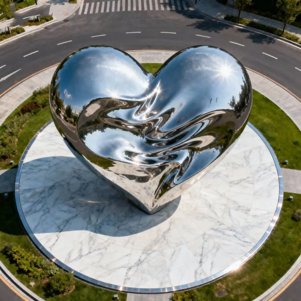 Large Metal Broken Heart Sculpture