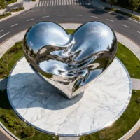 Large Metal Broken Heart Sculpture