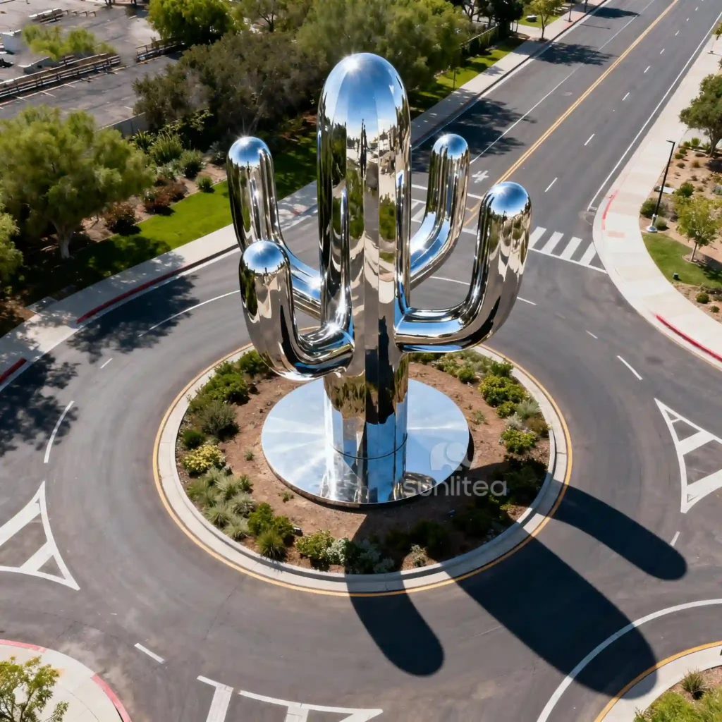 Large Metal Cactus Plants Statue