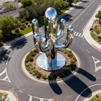 Large Metal Cactus Plants Statue