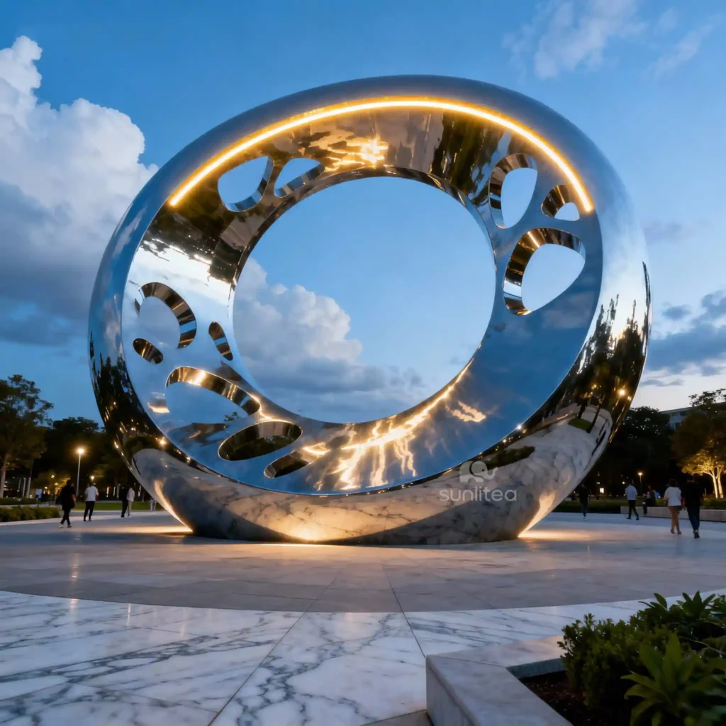 Large Metal Circle of Love Sculpture Decor Outdoor