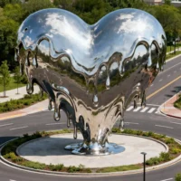Large Metal Melting Heart Sculpture
