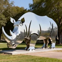 Large Metal Rhino Silhouette Sculpture