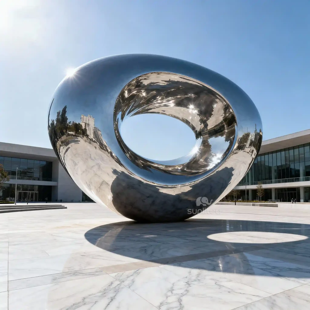 Large Metal Ring Sculpture Decor Garden