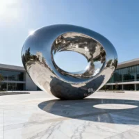 Large Metal Ring Sculpture Decor Garden