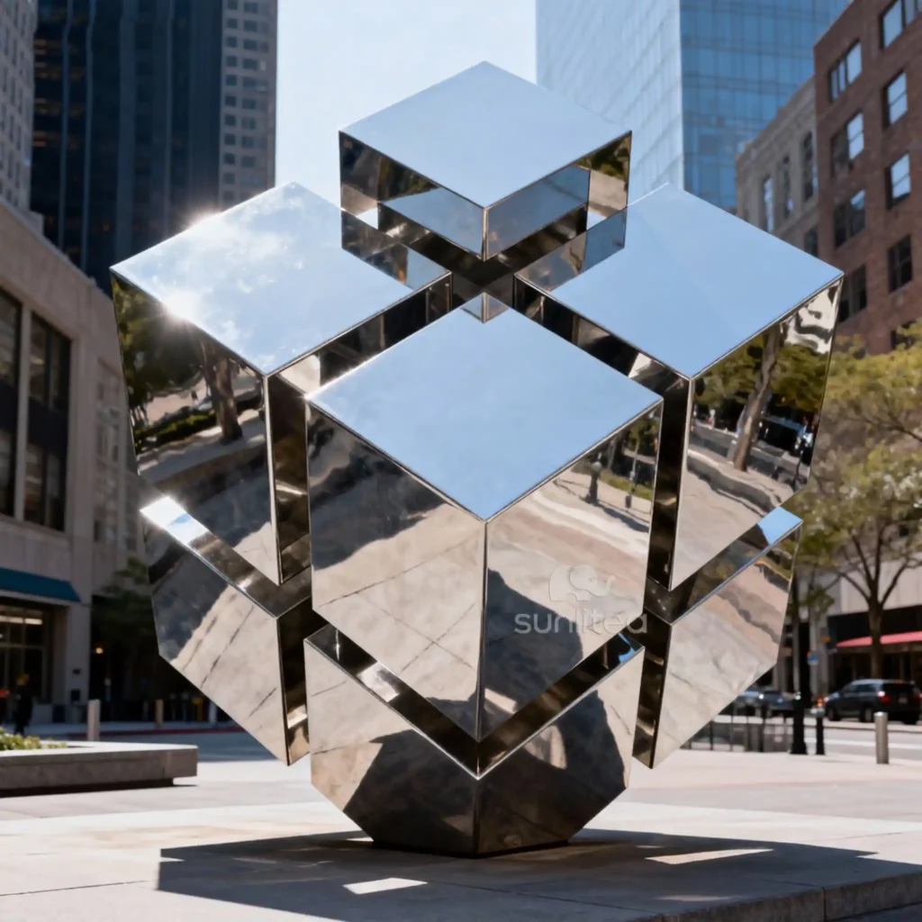Large Metal Rubix Cube Sculpture