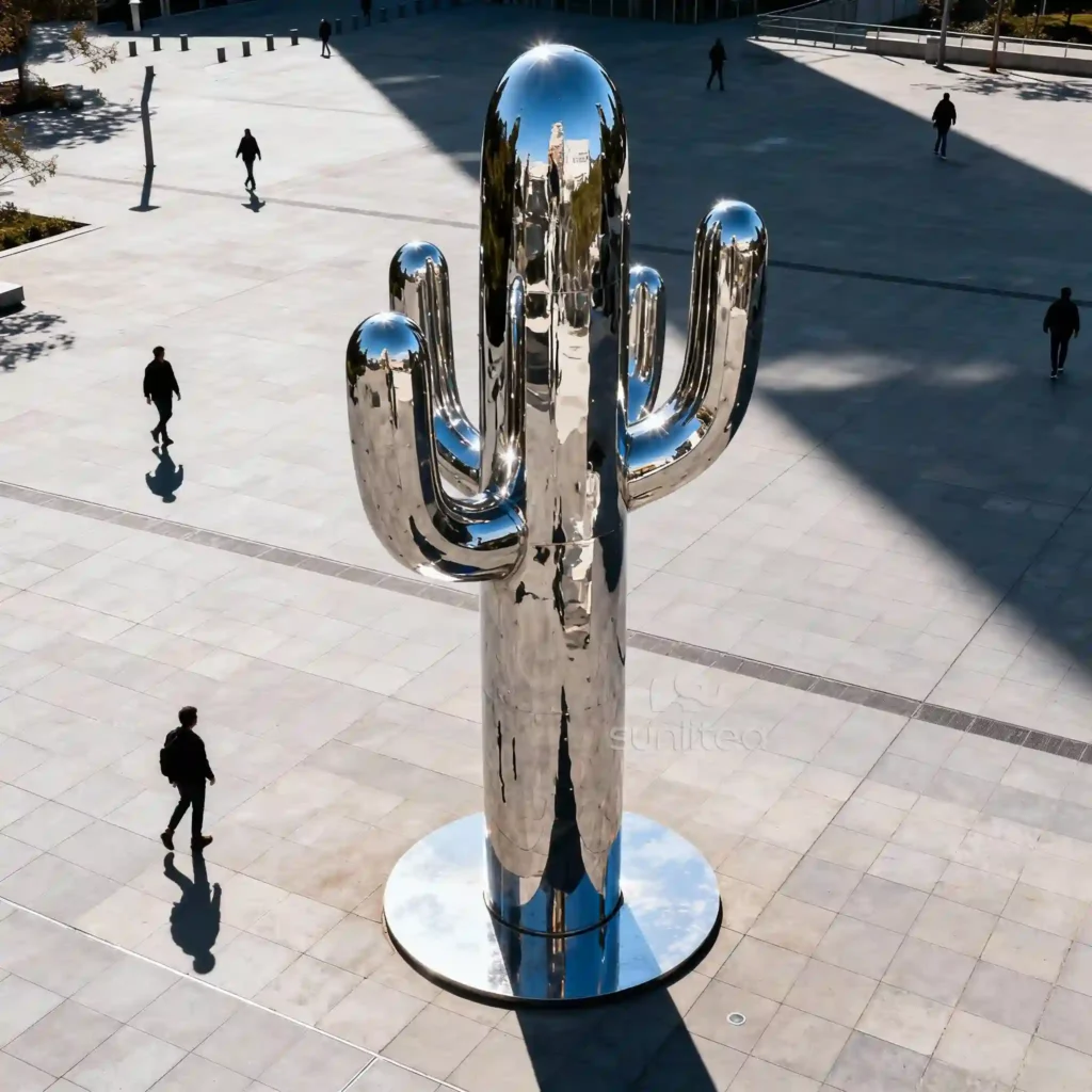 Large Metal Saguaro Cactus Garden Statue