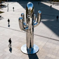 Large Metal Saguaro Cactus Garden Statue