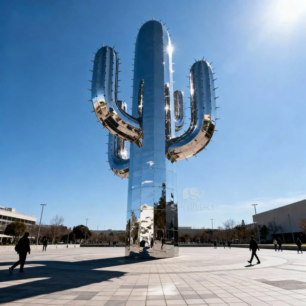 Large Metal Saguaro Cactus Yard Art Sculpture