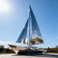 Large Metal Sailboat Sculpture For Garden