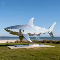 Large Metal Shark Silhouette Sculpture