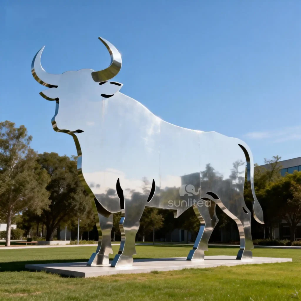 Large Metal Silhouette Bull Statue