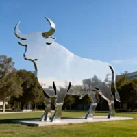 Large Metal Silhouette Bull Statue