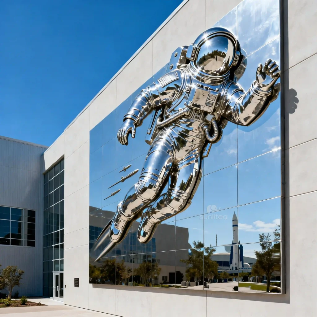 Large Metal Spaceman Wall Sculpture Decoration Outdoor