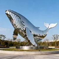 Large Metal Whale Silhouette Statue