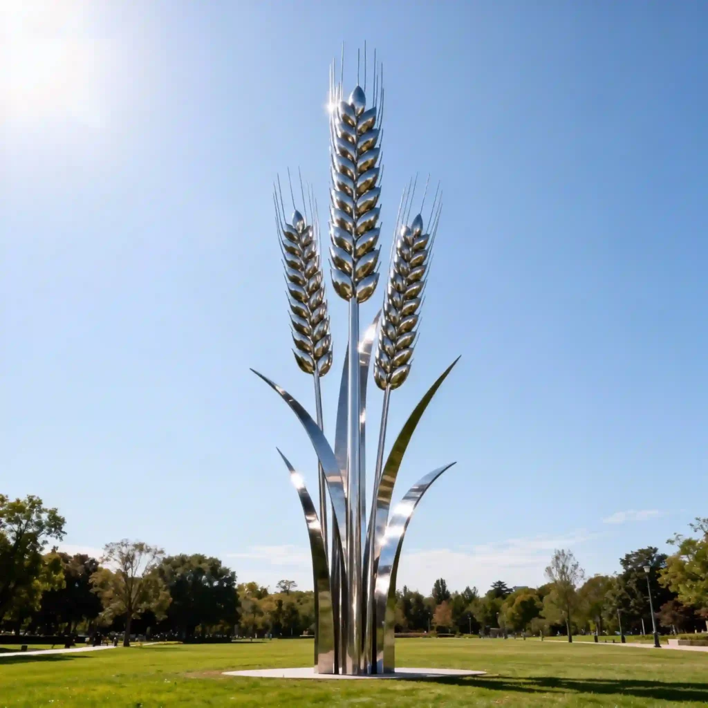 Large Metal Wheat Statue For Farmland