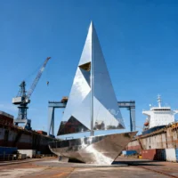 Large Outdoor Metal Boat Sculpture