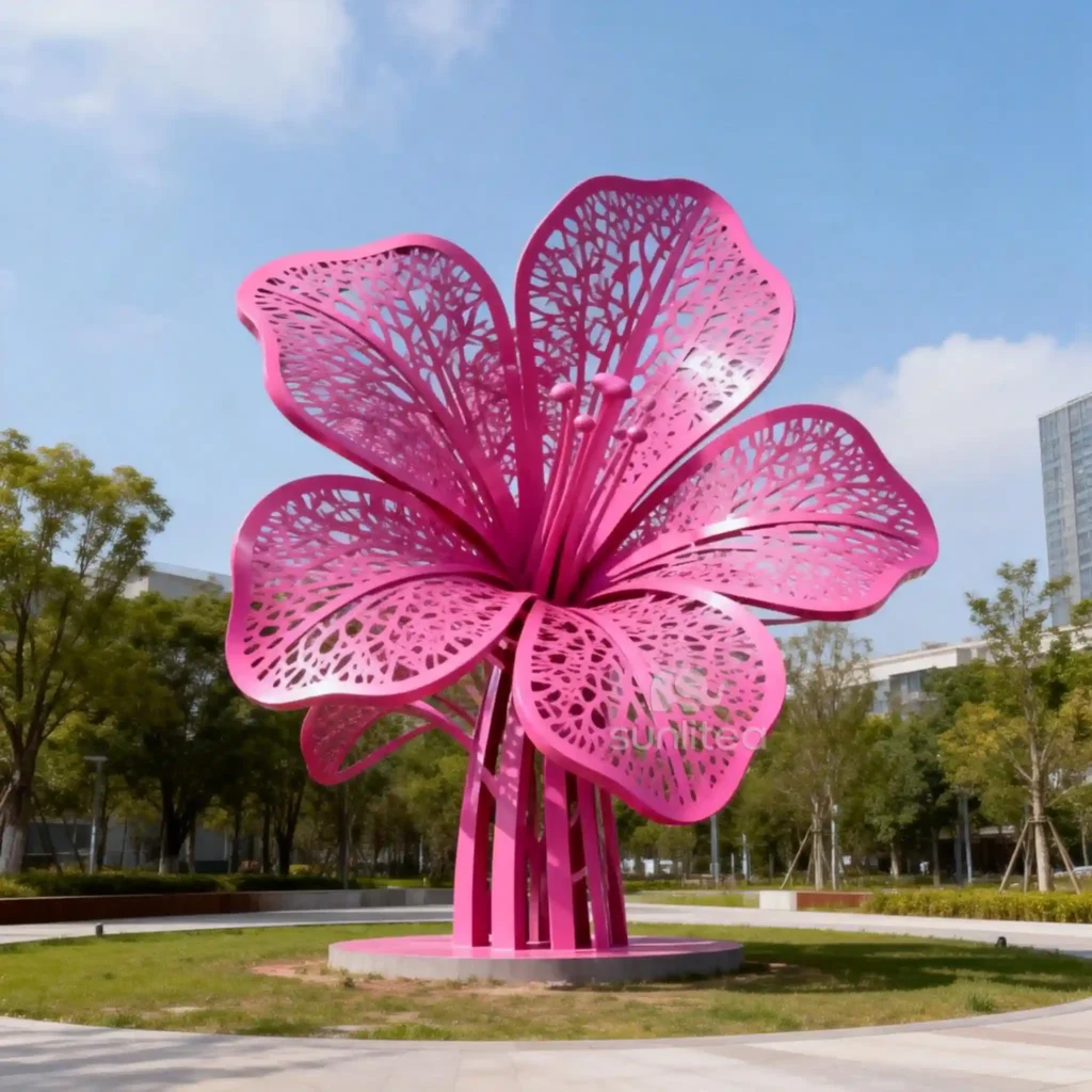 Large Pink Metal Allium Garden Sculpture