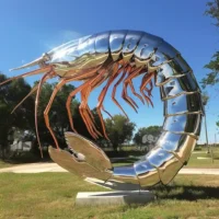 Large Shrimp Sculpture Stainless Steel Decor Outdoor