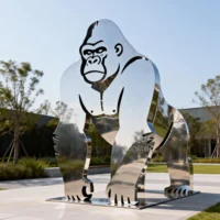 Large Stainless Steel Art Gorilla Sculpture